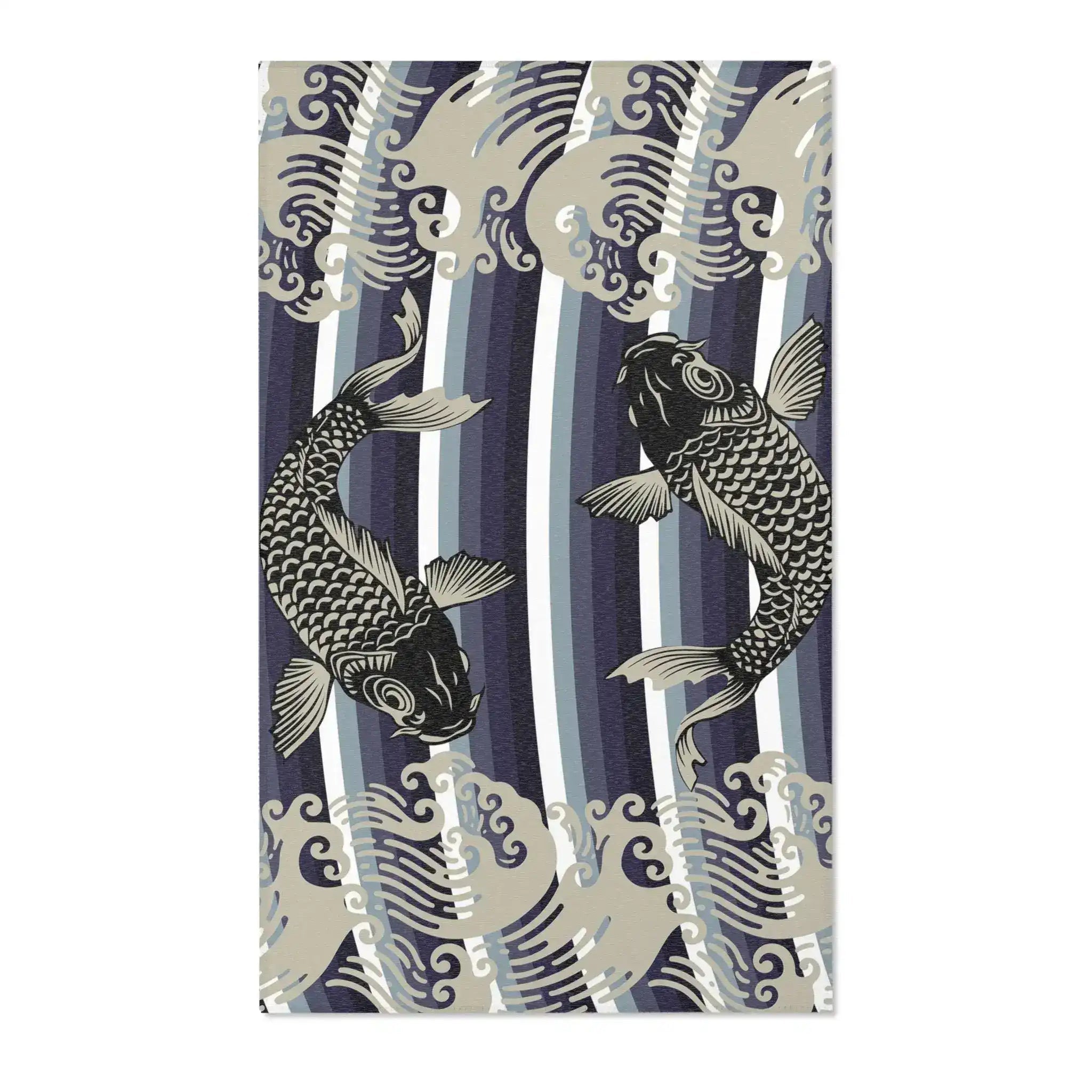Taupe & Navy Koi Wave Accent Rug