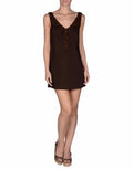 Women's Beachwear Brown Cotton Stretch Tunic Dress