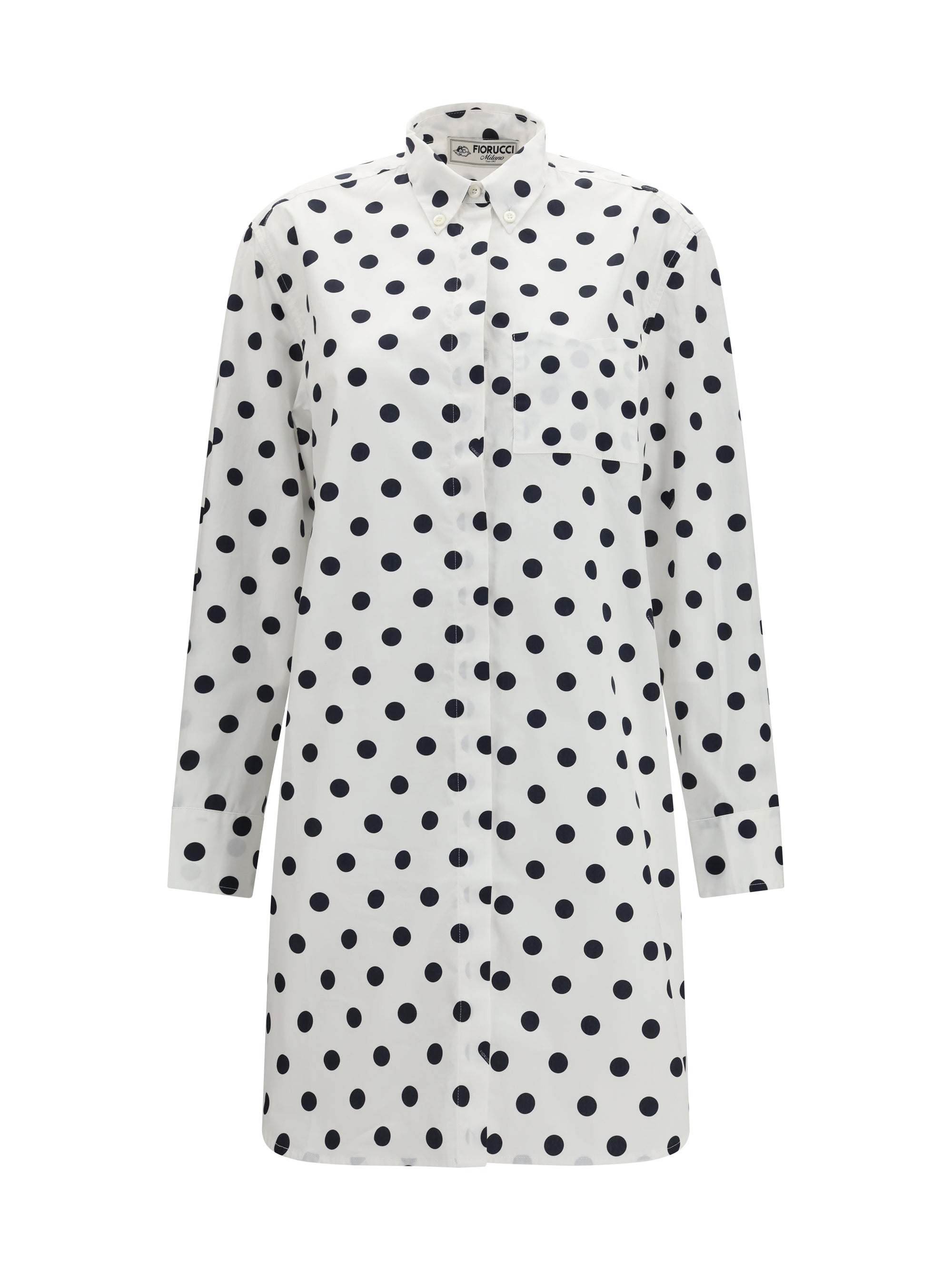 Fiorucci Polka-Dot Cotton Shirt Dress — White