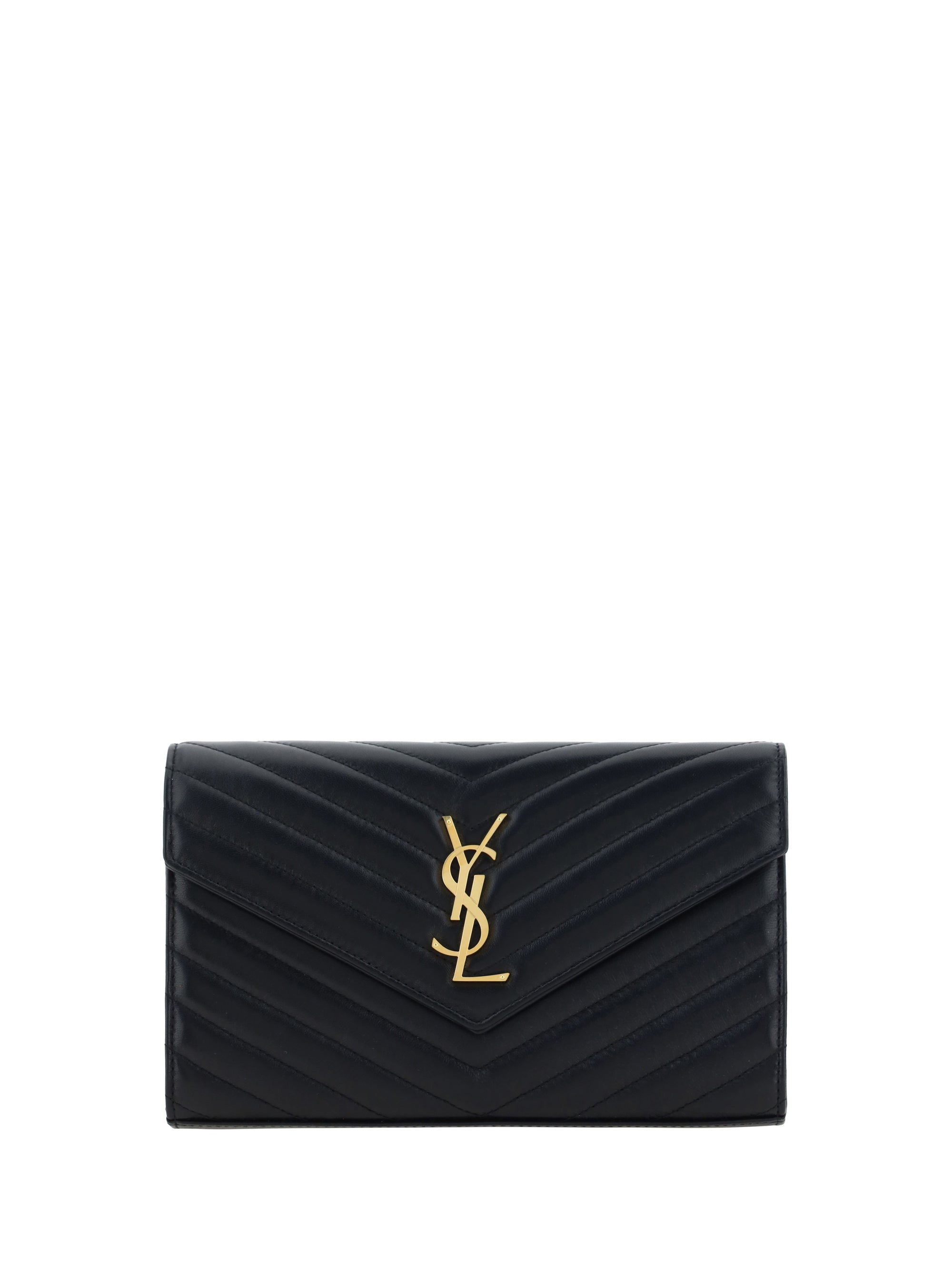 Saint Laurent Monogram Matelassé Leather Wallet — Black