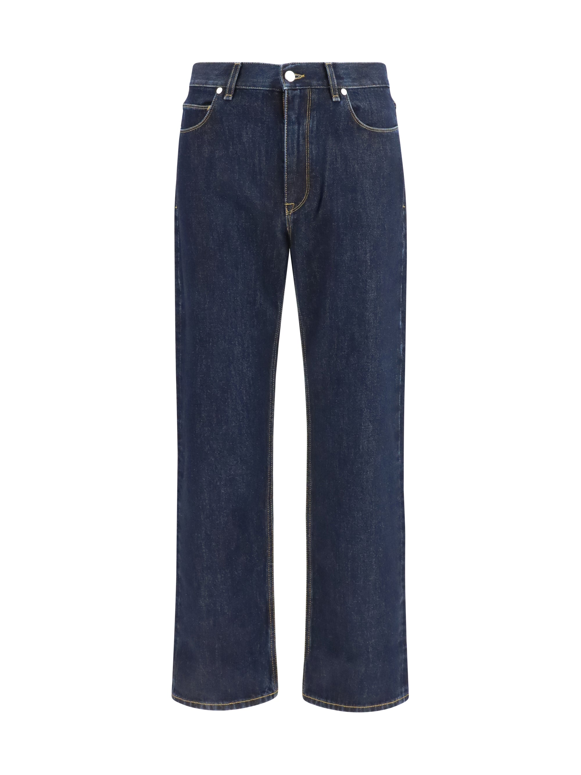 Fendi Straight-Leg Cotton Denim Jeans — Navy