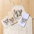 Set de Delantal y Guantes de Pastelería Acuarela Personalizados con Nombre Regalo de Cumpleaños para Madres Amantes de la Pastelería