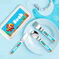 Tenedor Cuchara Cuchillo 3 Piezas Juego de Cubiertos Personalizado con Estuche Regalo de Cumpleaños Vuelta al Cole para Niños