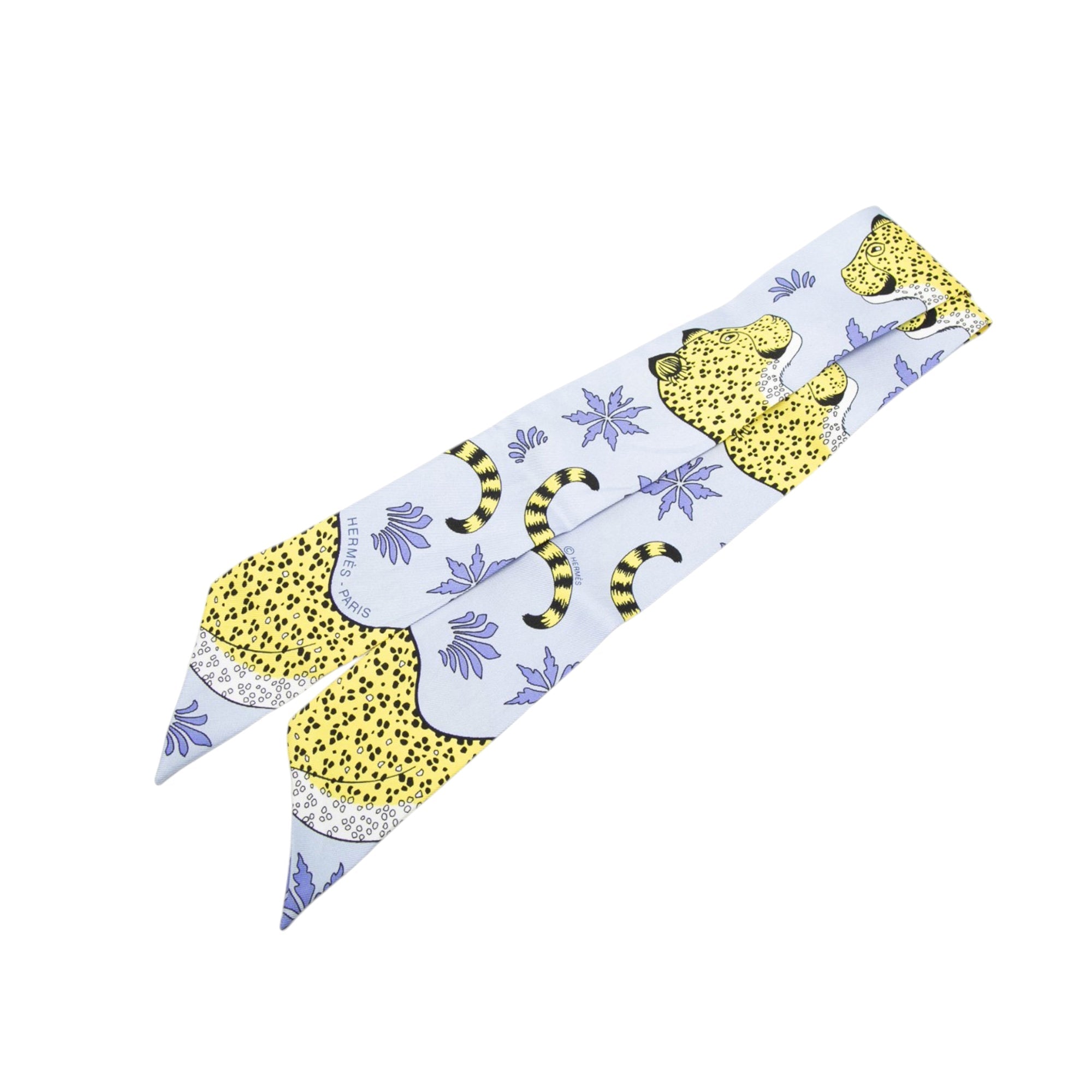Les Leopards Silk Twilly Scarf