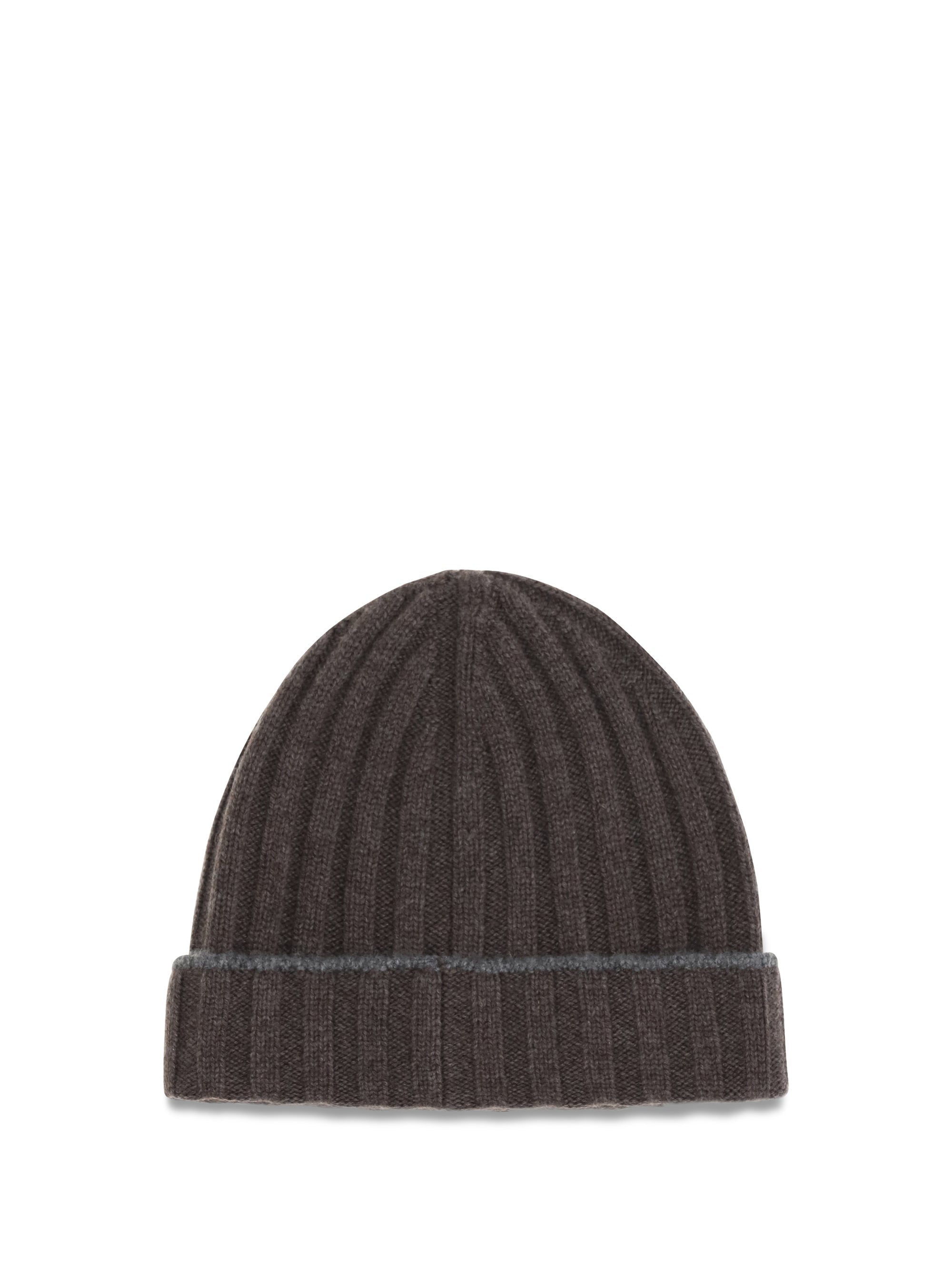 Brunello Cucinelli M2240900 Ribbed Cashmere Beanie — Brown