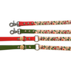 Christmas Dachshunds - Handmade Vegan Leather Dog Leash - Green