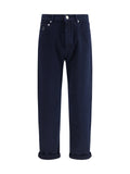 Brunello Cucinelli Garment-Dyed Cotton Jeans — Navy