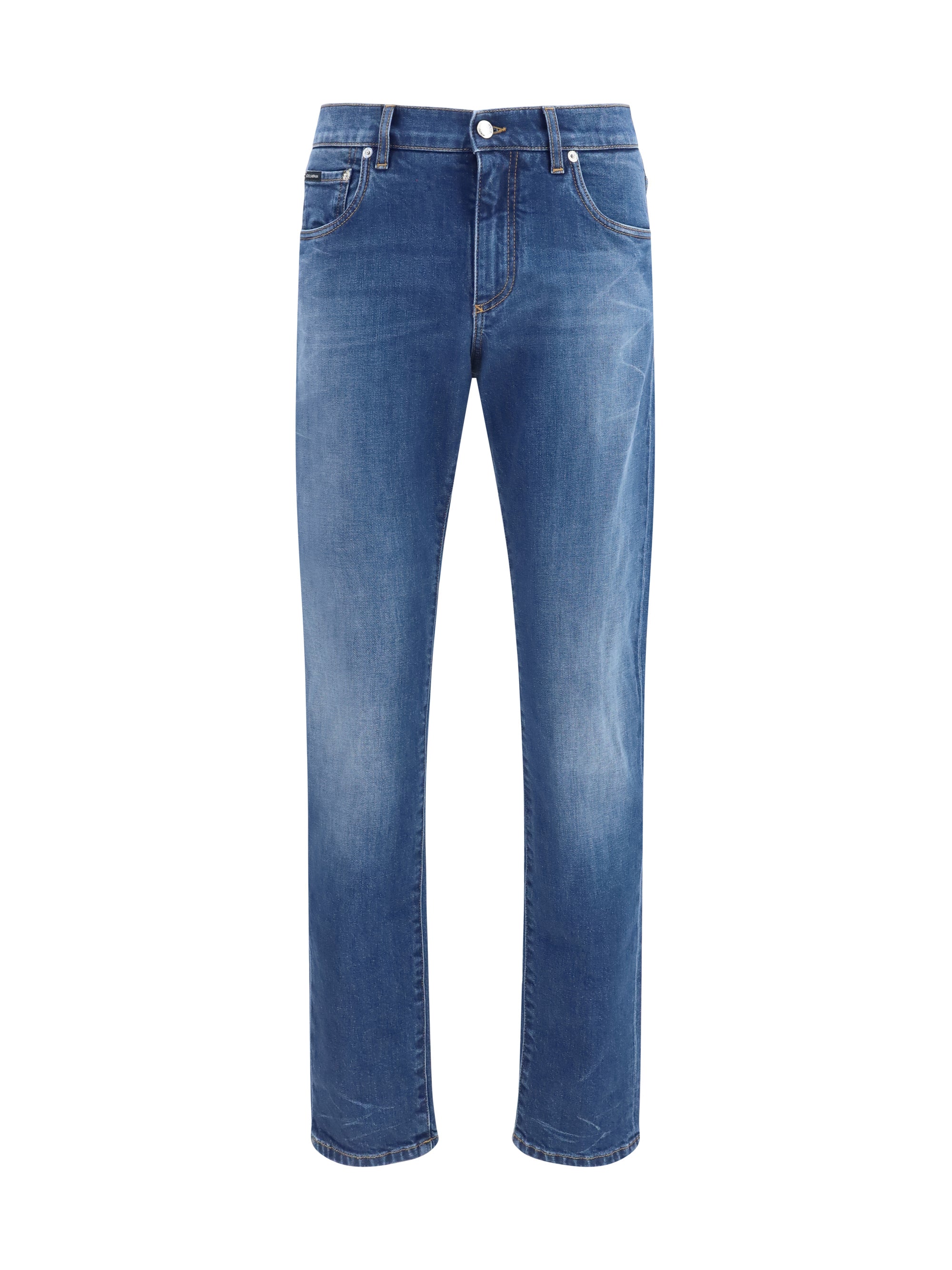 Dolce & Gabbana DG Logo Slim Stretch Jeans — Blue