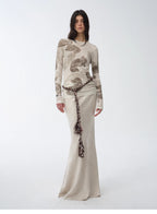 Vintage Gene Tencel wool original cashew print round neck slim long sleeve T-shirt top