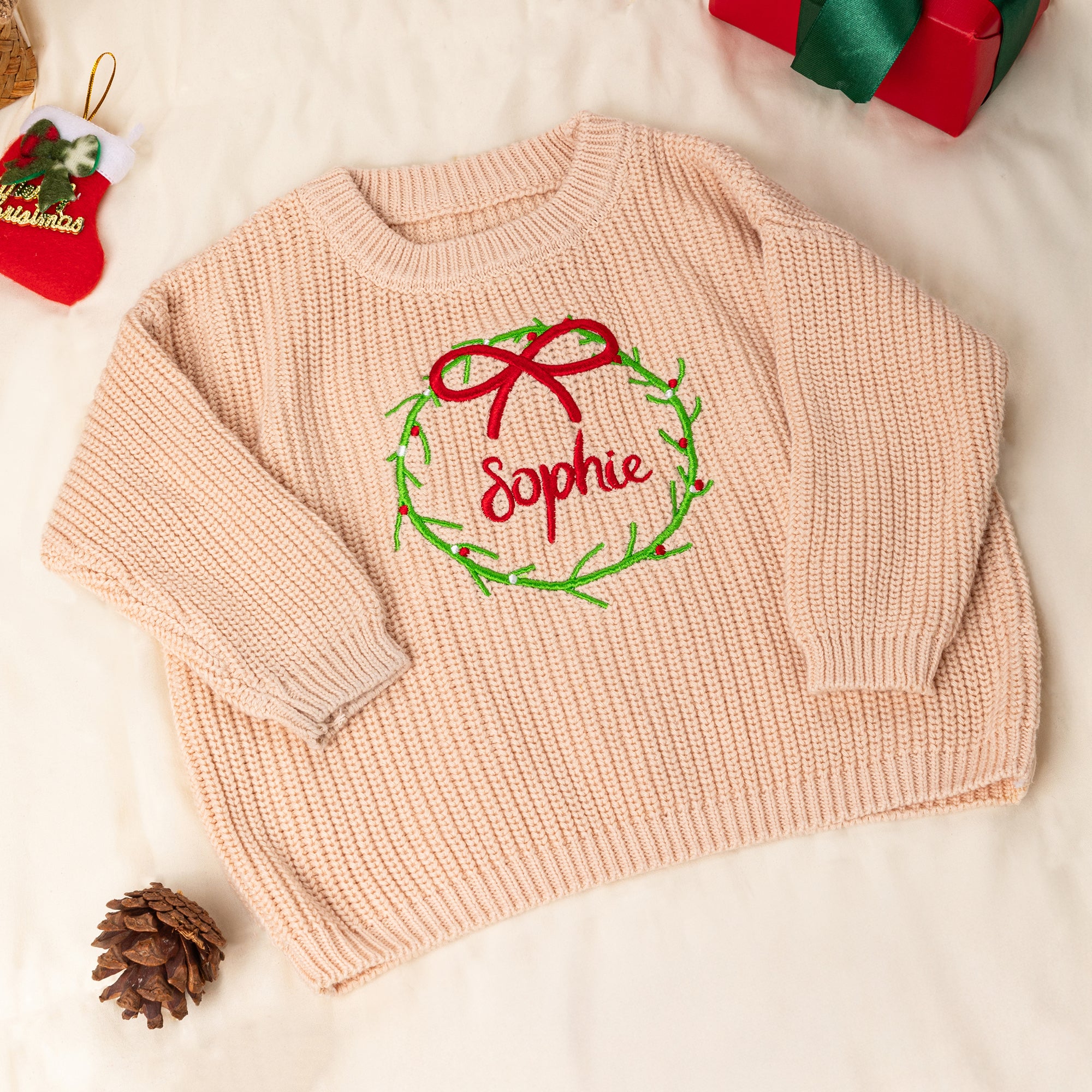Suéter personalizado de la corona de Navidad con el nombre bordado Cumpleaños 1er regalo de Navidad del bebé para los recién nacidos Los nuevos padres