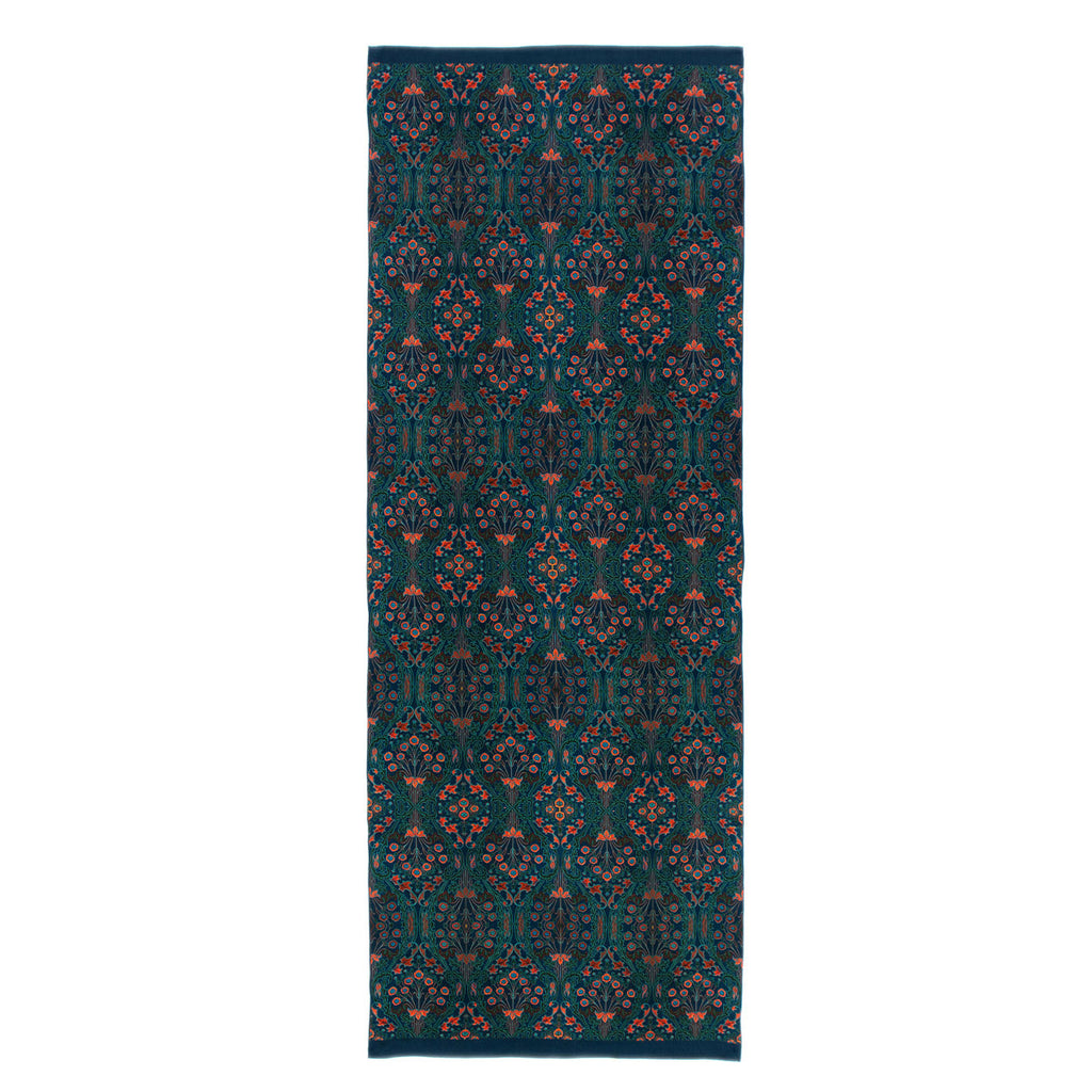 Floral Print Silk Scarf in Teal and Red Nature