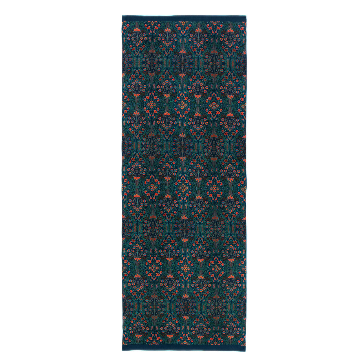Floral Print Silk Scarf in Teal and Red Nature
