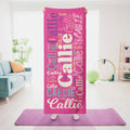 Nombre Personalizado Nube de Palabras Toalla de Yoga Super Absorbente Accesorios Deportivos Fiesta de Vacaciones Regalo de Cumpleaños para Amantes del Yoga Mujeres