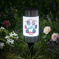 Lámpara solar de jardín con nombre y texto, personalizada con la silueta de un perro con la pata impresa, decoración del hogar, regalo de condolencia para el dueño de un perro, amante de las mascotas