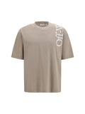 Off-White Vertical Logo Print T-Shirt — Beige