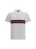 Gucci Web-Striped Cotton Jersey Polo Shirt — White