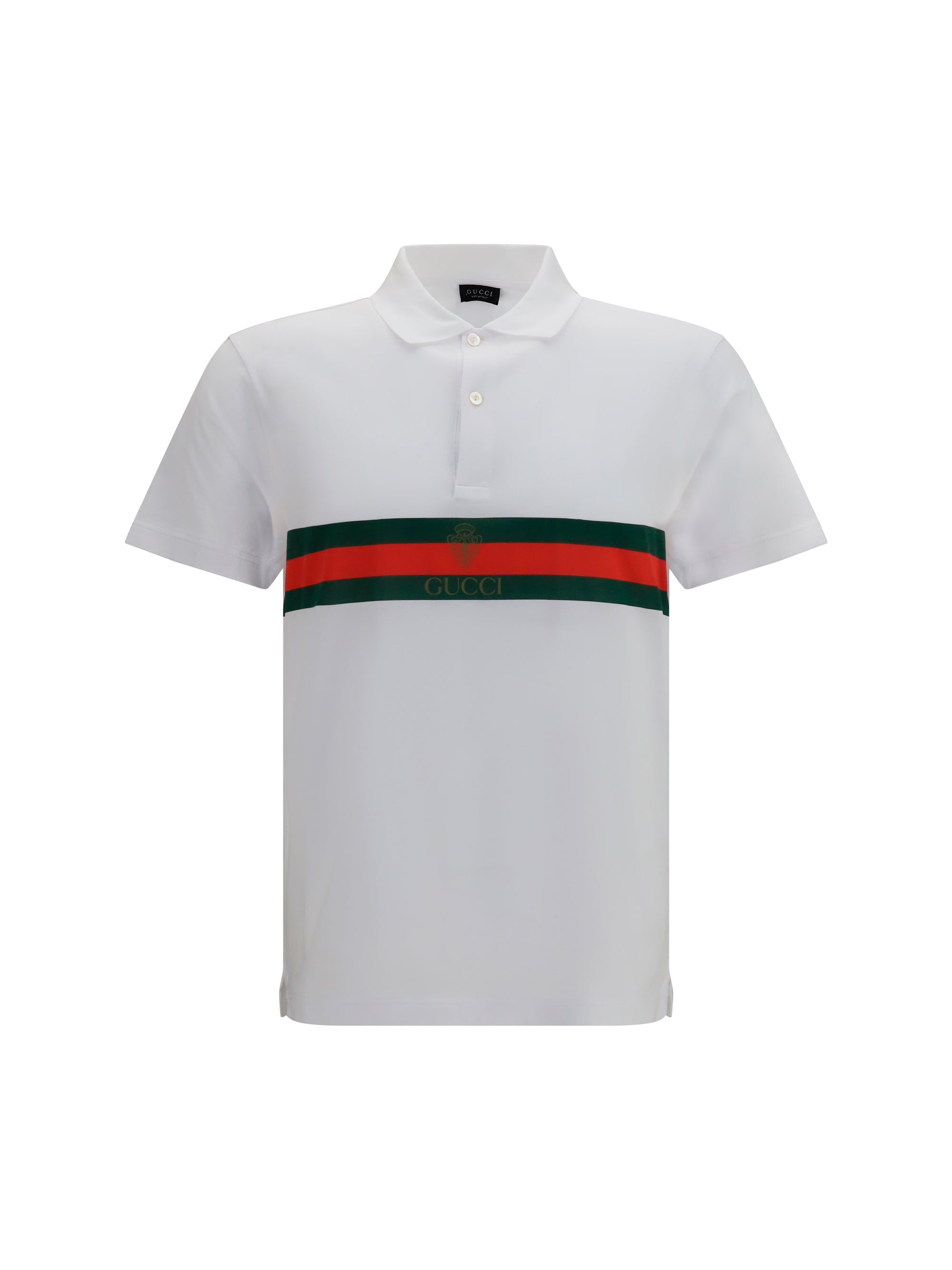 Gucci Web-Striped Cotton Jersey Polo Shirt — White