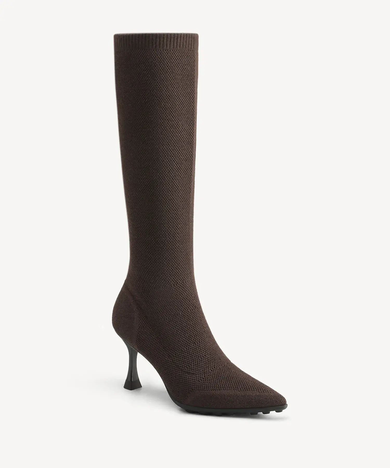 SoftBounce Pointed Toe Sock High Boot - Coffee / US 6.5 | EU 37 | UK 4.5