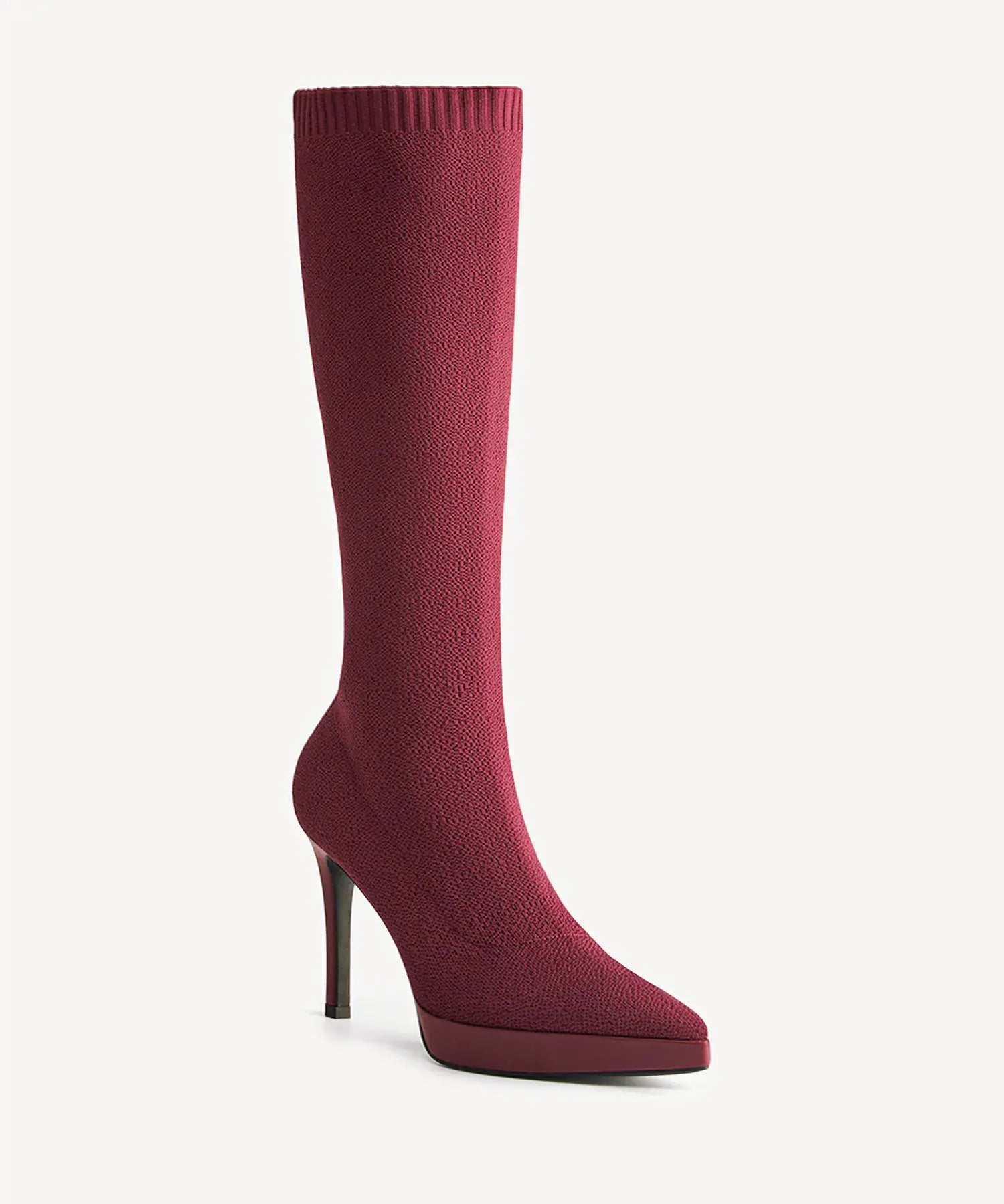 Moodboots Pointed Toe Platform High Boot - Burgundy / US 7 | EU 37.5 | UK 5