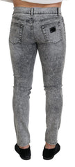 Men's Gray Slim Fit Wash Stretch Cotton Denim Jeans Clothing