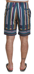 Men's Multicolor Striped Stretch Cotton Shorts