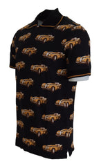 Men's Car-Print Cotton Polo Black