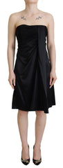 Women's Black Silk Shift Short Mini Party Dress