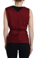 Women's Bordeaux Silk Stretch Top Vest Blouse