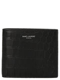 Saint Laurent Crocodile-Embossed Leather Wallet — Black
