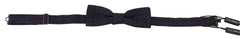 Men's Blue Pattern Silk Adjustable Neck Papillon Bow Tie