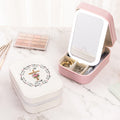 Acuarela Personalizada Nacimiento Flor Cruz Versículo de la Biblia PU Caja de joyería de cuero con LED de tres colores espejo ajustable y el nombre de regalo de cumpleaños para las mujeres