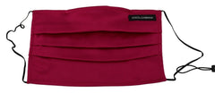 Women's Maroon Silk Pleated Elastic Ear Strap One Size Face Mask Accessory