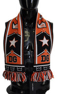 Men's Logo-Jacquard Wool Cashmere Scarf Orange