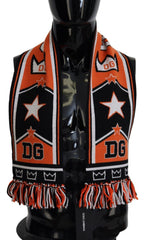 Men's Logo-Jacquard Wool Cashmere Scarf Orange