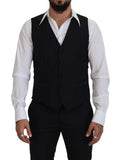 Men's Black Virgin Wool Waistcoat Formal Dress Vest