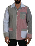 Men's Multicolor Patchwork Cotton Long Sleeves Shirt