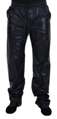 Men's Black Shining Drawstring Trouser Nylon Pants