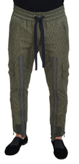 Men's Striped Cotton-Nylon Cargo Pants Green