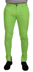 Men's Cotton Skinny Trousers Green Elastane