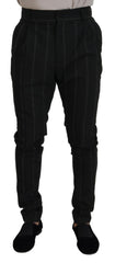 Black Striped Men Trousers Cotton Pants Polyester
