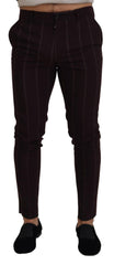 Brown Striped Men Trousers Cotton Pants Wool