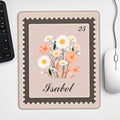 Alfombrilla de ratón personalizada con estilo de sello flor de nacimiento y nombre accesorios de oficina regalo de cumpleaños para mujeres o colegas