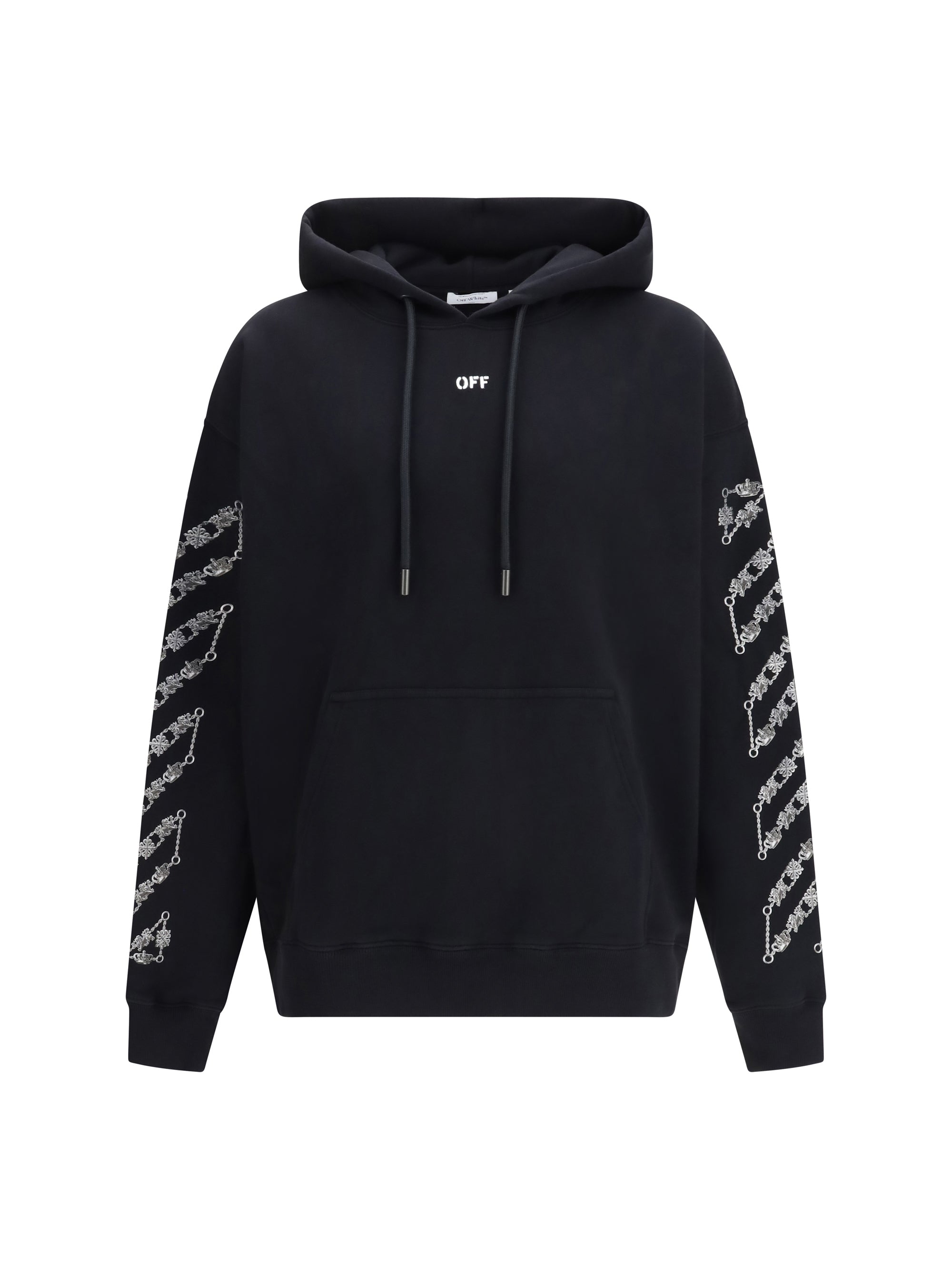 Off-White Chain Araldic Arrow Graphic Hoodie — Black