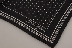 Men's Black Polka Dots Dg Logo Square Handkerchief Silk Accessory