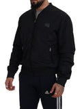 Men's Black Nylon Logo Bomber Zipper Jacket Clothing