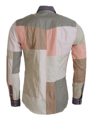 Men's Multicolor Cotton Patchwork Slim Shirt