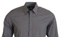 Men's Gray Brown Gold Slim Fit Dress Formal Shirt Cotton
