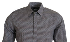 Men's Gray Brown Gold Slim Fit Dress Formal Shirt Cotton