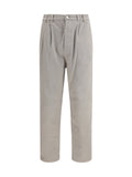 Brunello Cucinelli Stretch Canvas Trousers — Brown