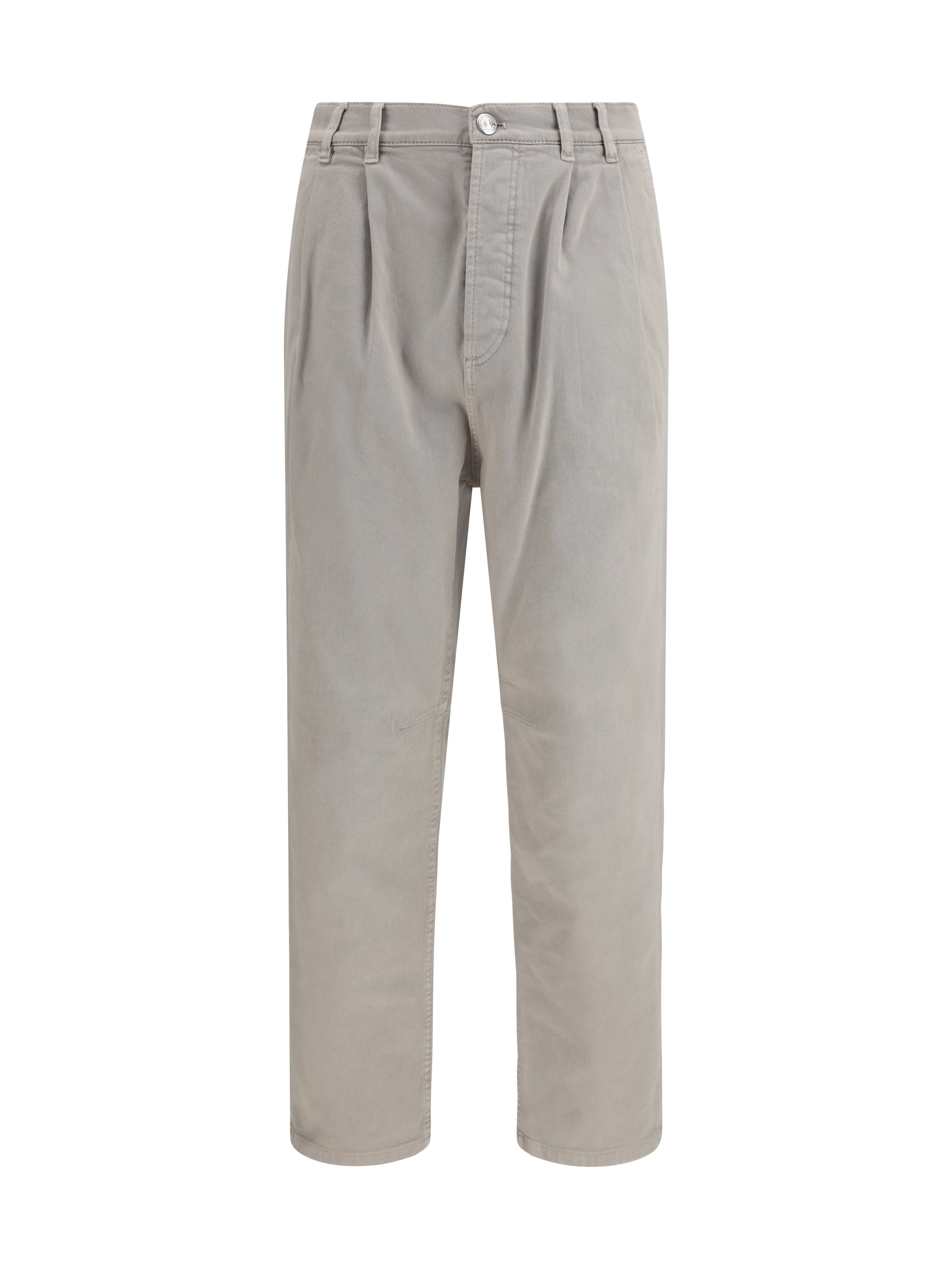 Brunello Cucinelli Stretch Canvas Trousers — Brown